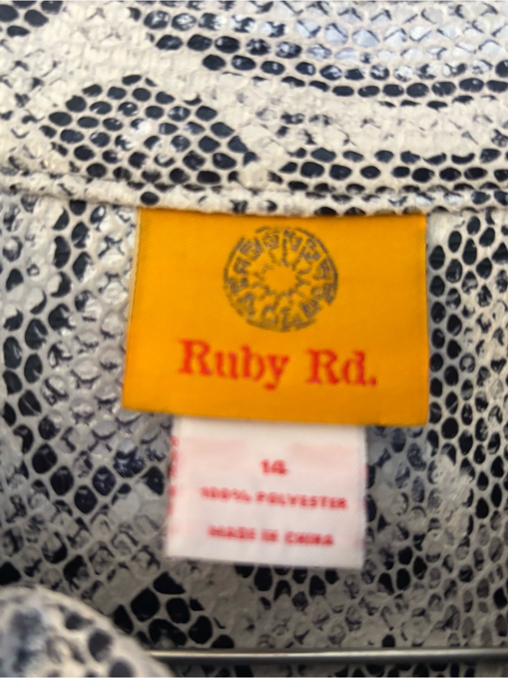 Ruby Rd. Snake-Print Gray Leather Zip Jacket - Picture 2 of 3